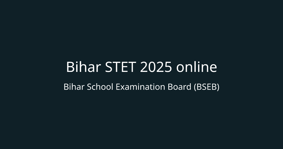 Bihar STET 2025 online