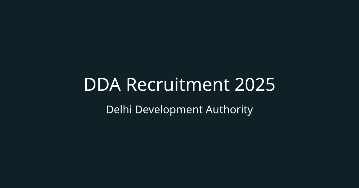 DDA Recruitment 2025