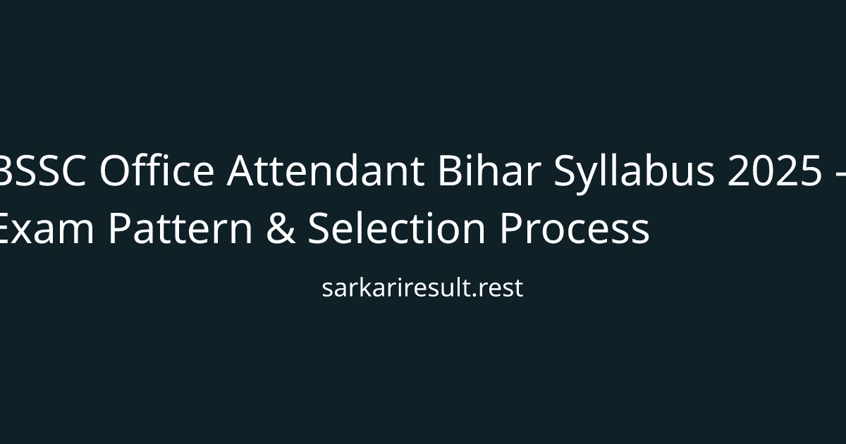 BSSC Office Attendant Bihar Syllabus 2025 - Exam Pattern & Selection Process