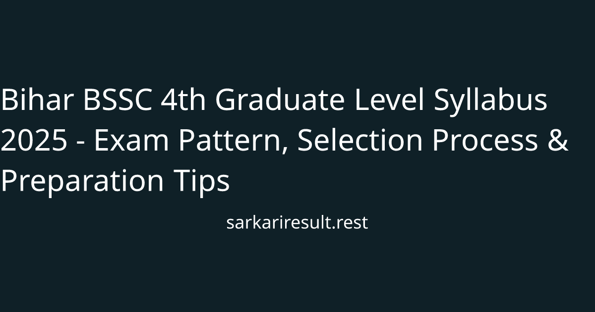 Bihar BSSC 4th Graduate Level Syllabus 2025 - Exam Pattern, Selection Process & Preparation Tips