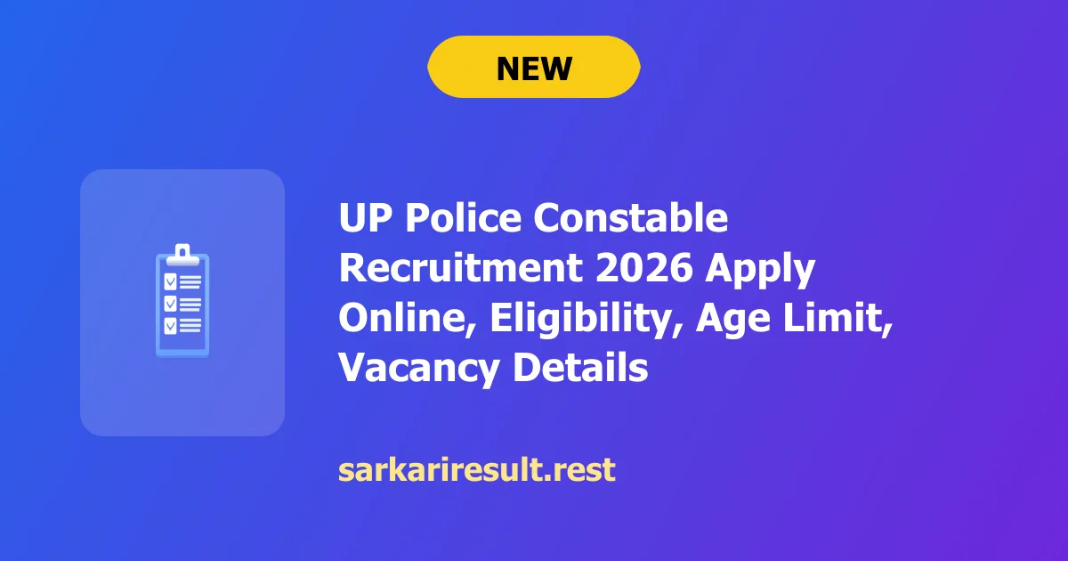 UP Police Constable Recruitment 2026 Apply Online, Eligibility, Age Limit, Vacancy Details